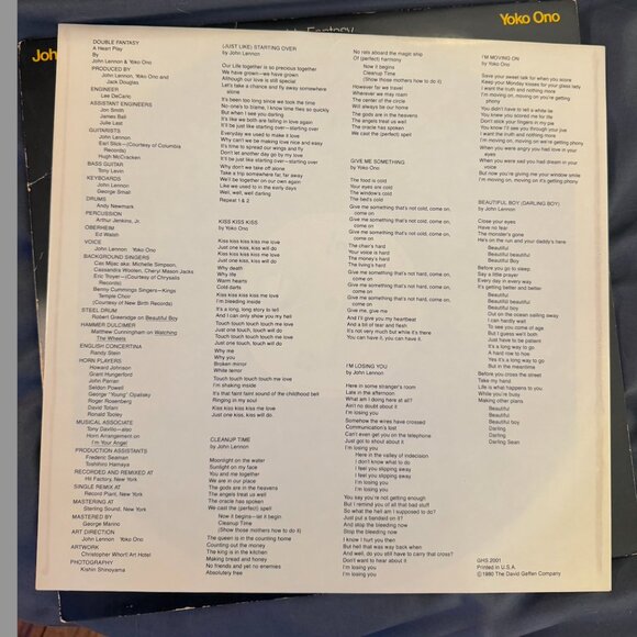 John Lennon & Yoko Ono – Double Fantasy LP Vinyl Record GHS 2001 Geffen 1980 - Picture 3 of 6